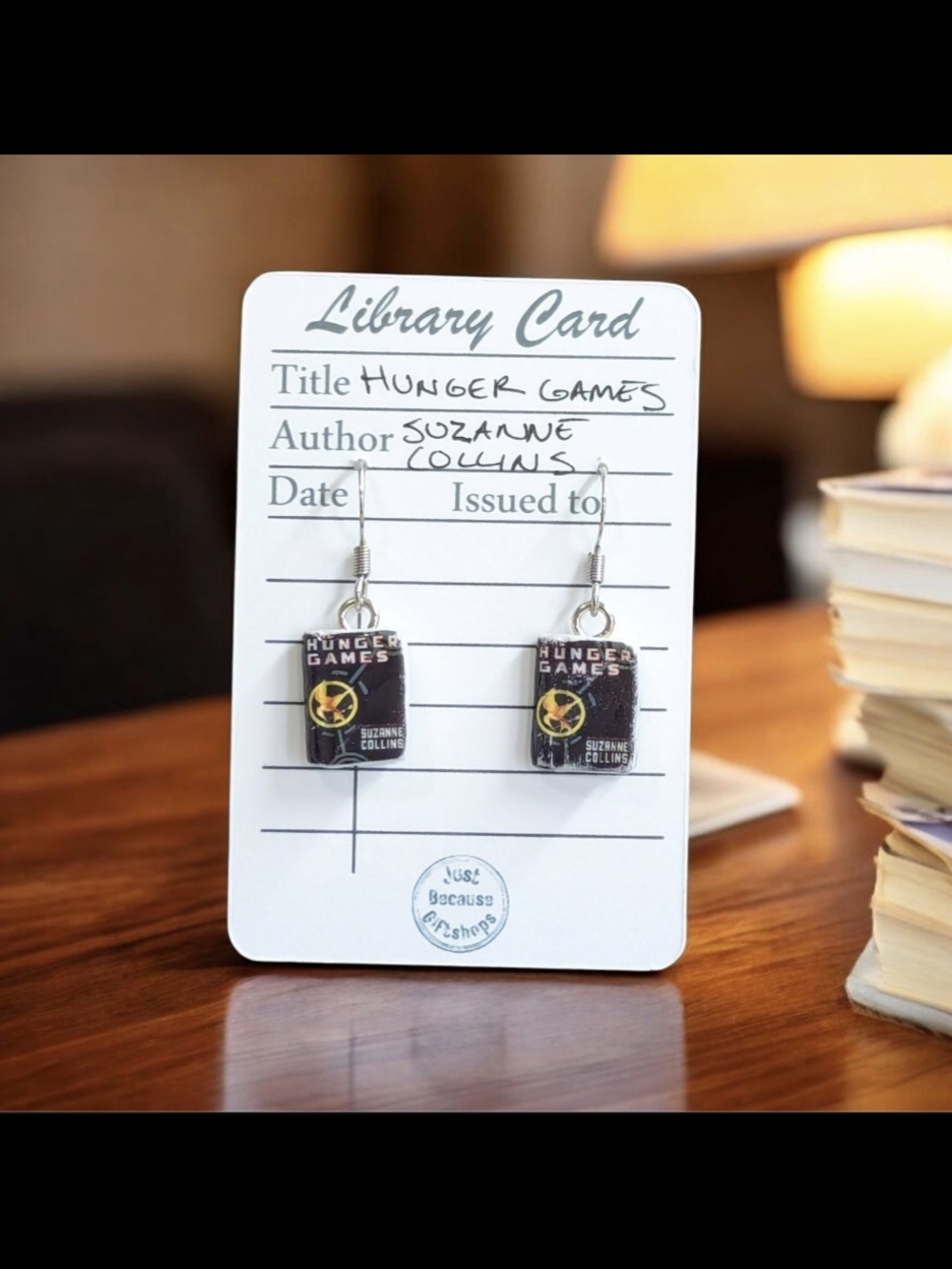 Hunger Games Book Cover Drop Earrings - Black and Gold